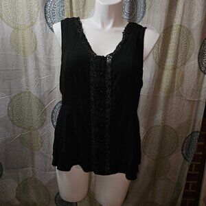 NWOT Torrid Black Fit & Flare Peplum Tank Top w Non-Working Buttons (2X)